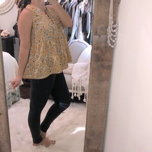 Entro size large mustard floral boho babydoll top